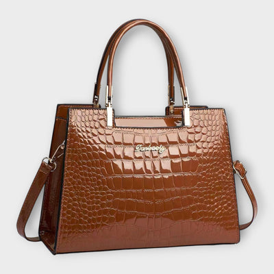 Glossy Crocodile Leather Pattern Handbag