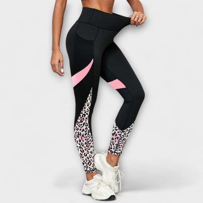 High Waist Training Trousers with Leopard Print