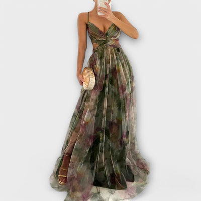 Annai Mesh Maxi Dress - Elegant and Figure-Enhancing