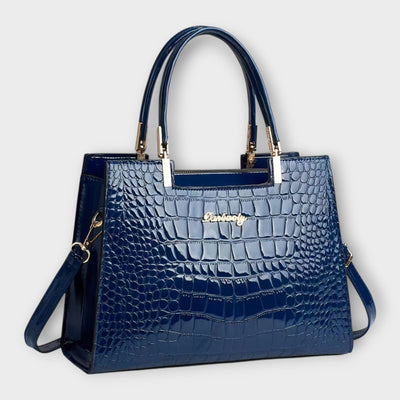 Glossy Crocodile Leather Pattern Handbag