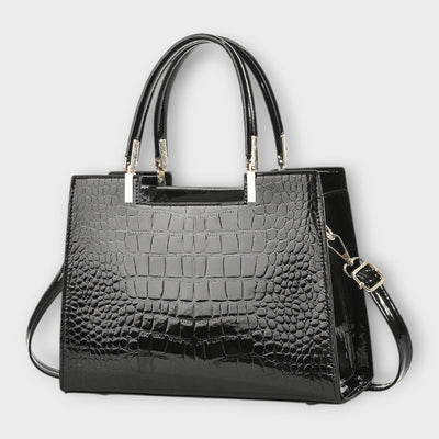 Glossy Crocodile Leather Pattern Handbag