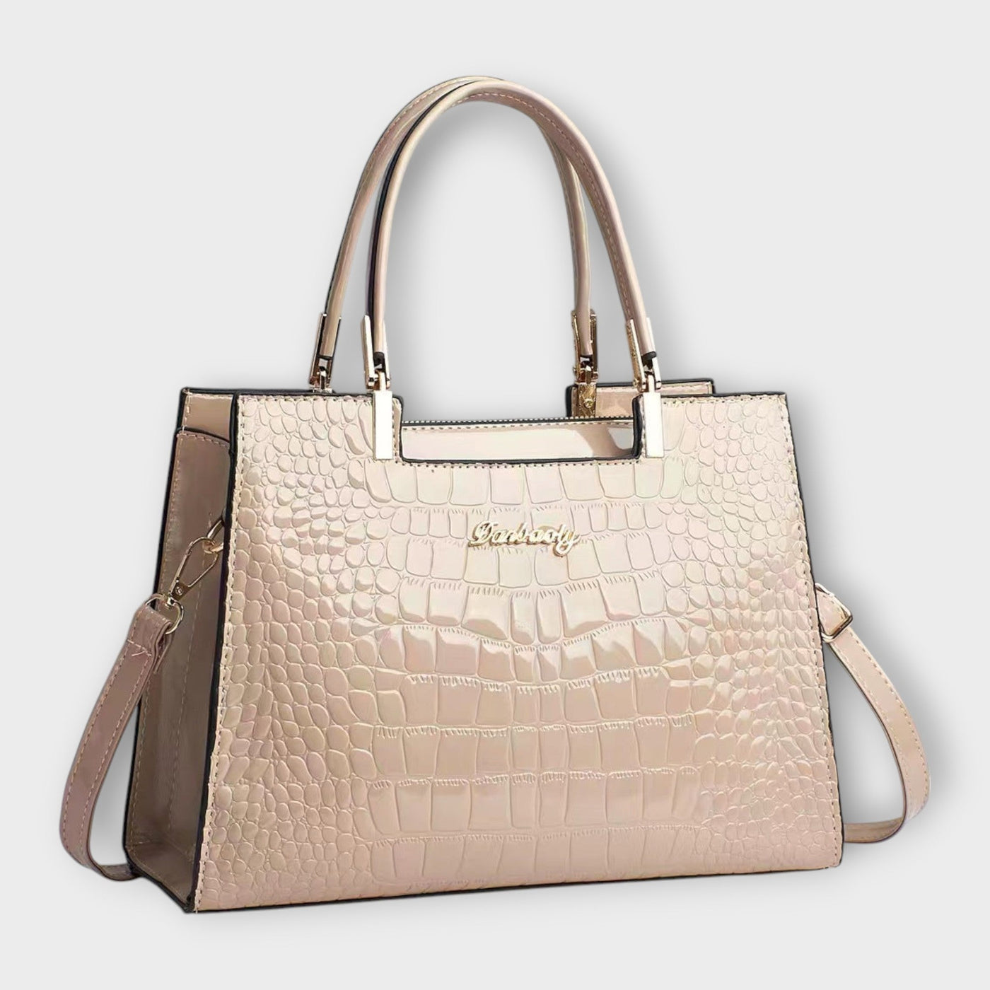 Glossy Crocodile Leather Pattern Handbag